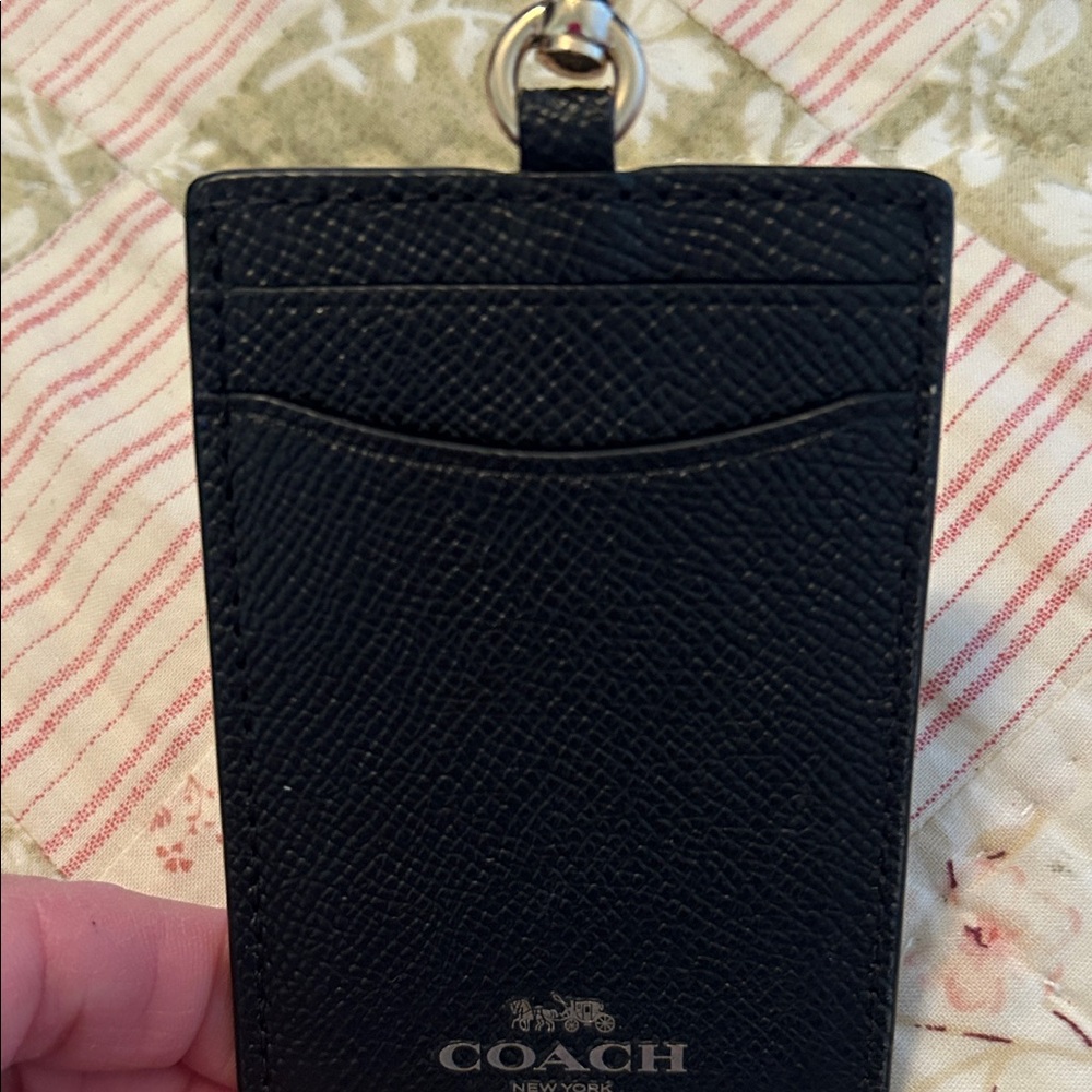 Coach Black Leather Card Holder with Clip - Picture 2 of 7